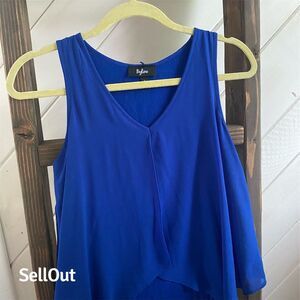 Women's Sleeveless V-Neck Blouse Blue Size S Casual